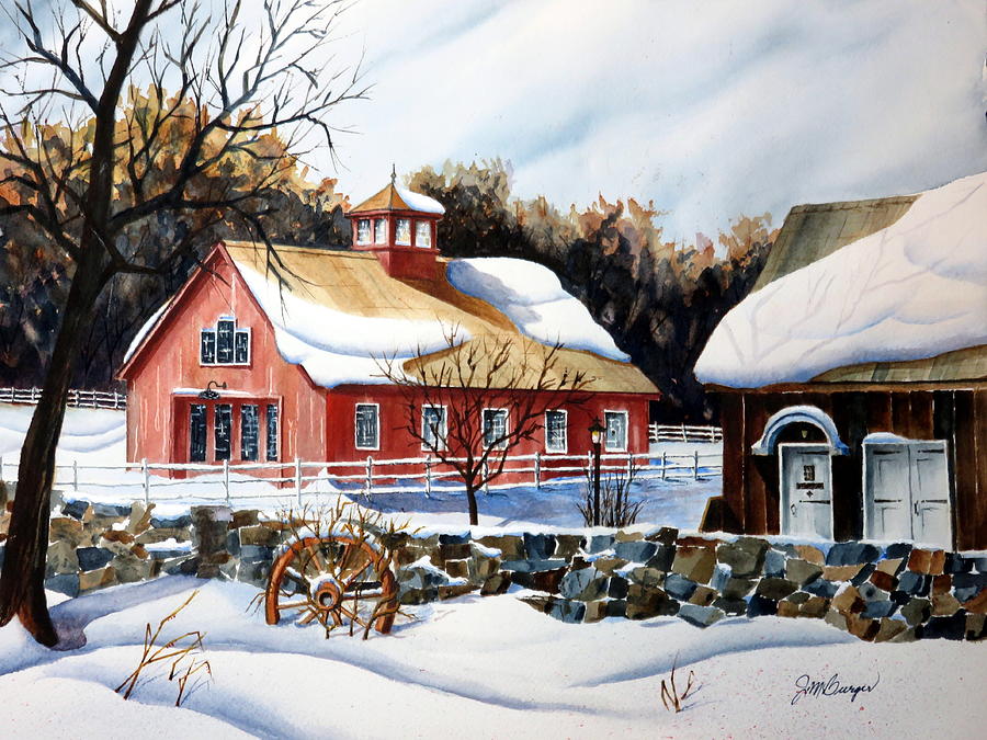 From the Green in Winter Painting by Joseph Burger