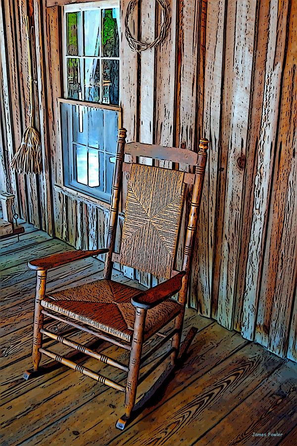 Cabin Photograph - Front Porch Rocker #1 by James Fowler