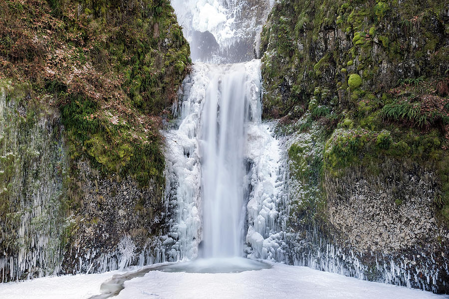 Frozen at Multnomah Falls #1 Photograph by David Gn