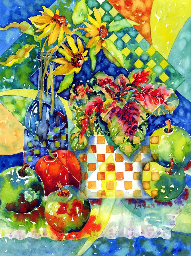 Fruit and Coleus #1 Painting by Ann Nicholson