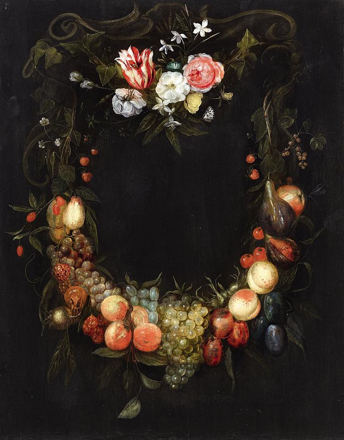 Fruit and Flower Garlands #1 Painting by MotionAge Designs