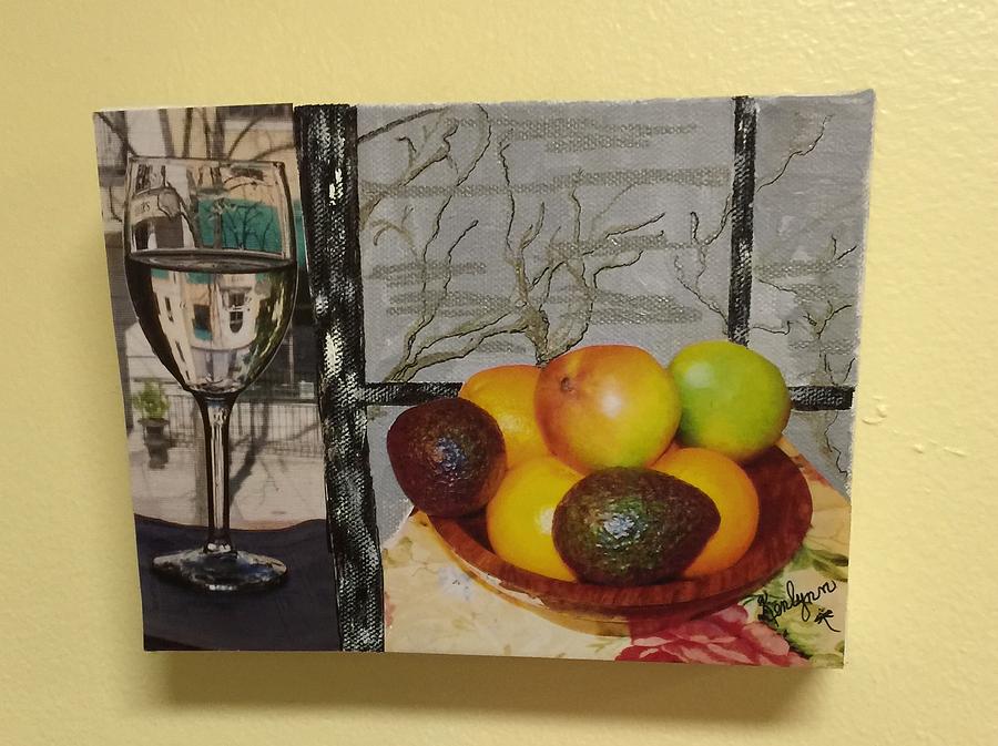 Fruit Bowl and Wine on a Wintry Day Photograph by Kenlynn Schroeder