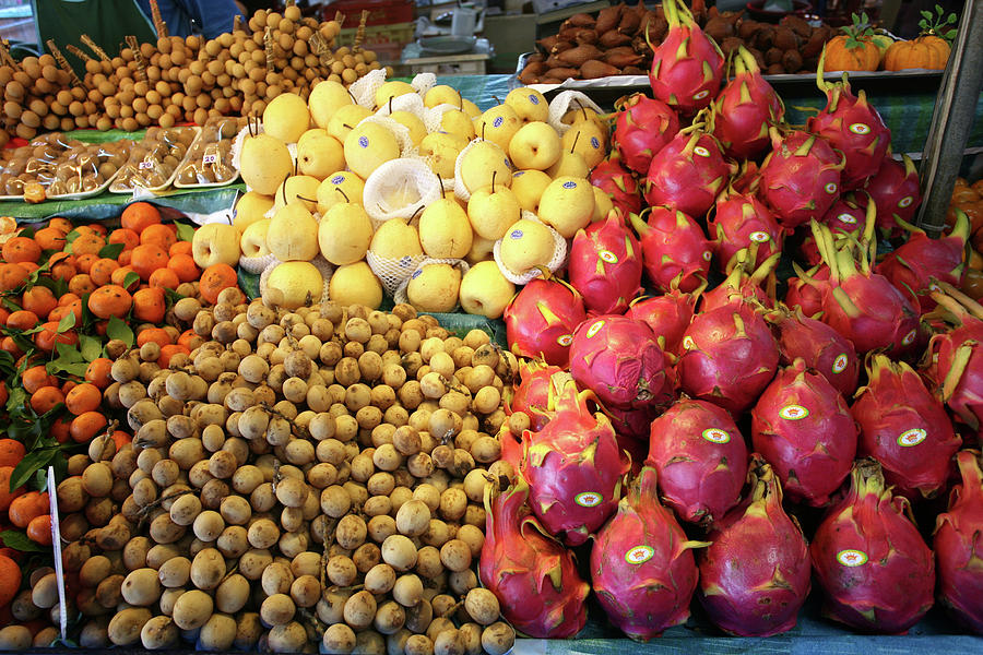 Tropical Fruits in Fruit Market, Krabi Town Photograph by Aivar Mikko
