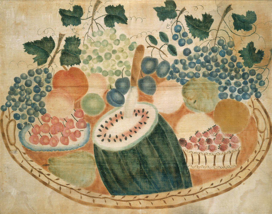 Fruit On A Tray #1 Painting by American 19th Century