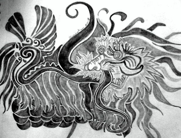 Dragon Drawing - Fu Dog #1 by Ericka Ramos