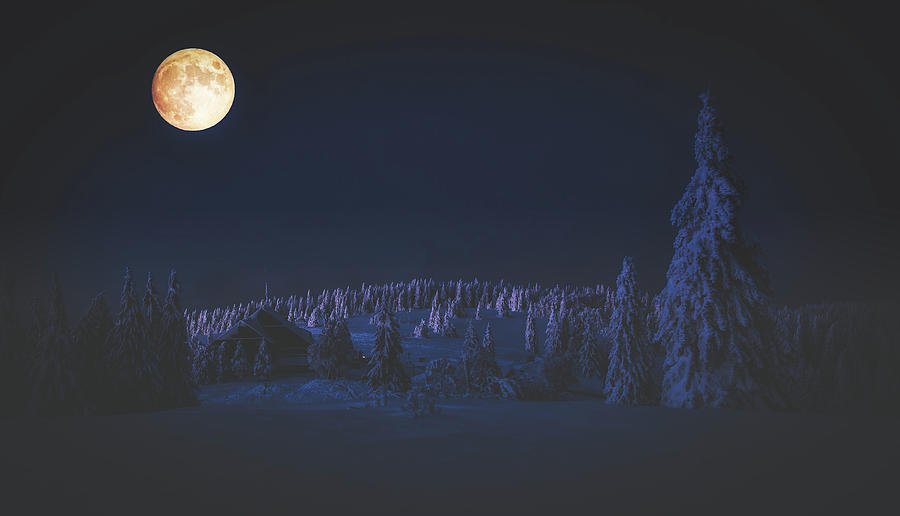 Full Moon Over The Wintry Black Forest Photograph By Pixabay