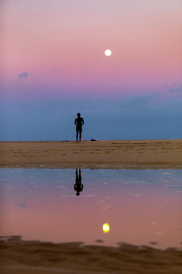 Full Moon Surfer Photograph by Sean Davey