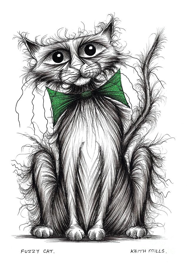 Fuzzy cat #1 Drawing by Keith Mills
