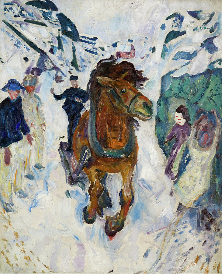 Galloping Horse Painting by Edvard Munch