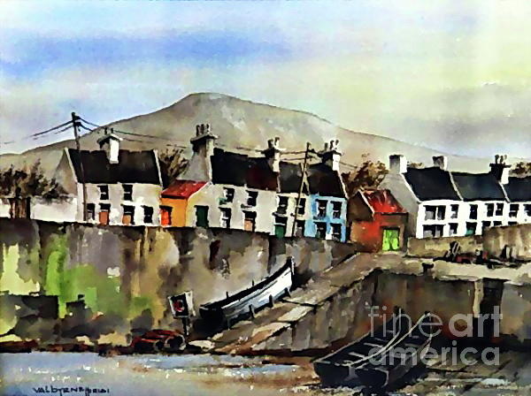 F 757 Roundstone Harbour Painting by Val Byrne