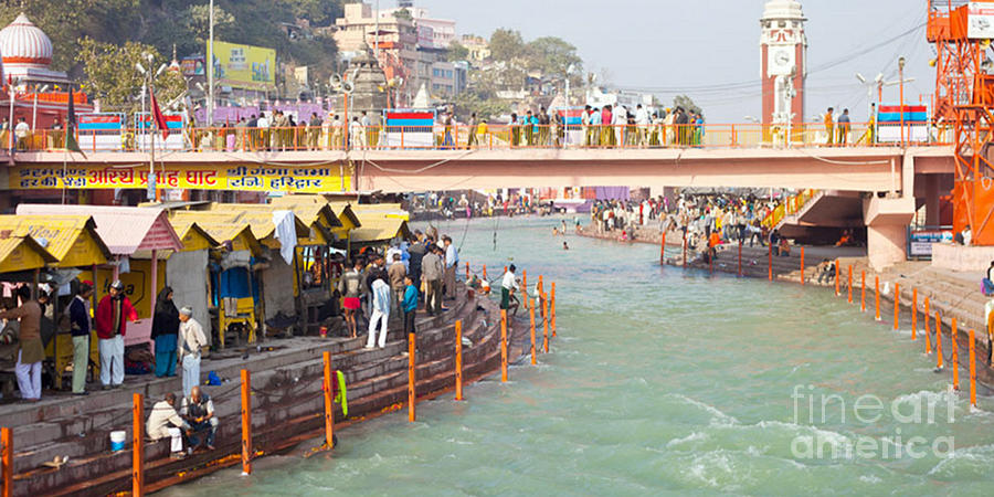 Curtain Photograph - Ganga Ganges River at Haridwar Uttranchal India Pure Sacred Spiritual Journey for every born Indian #2 by Navin Joshi