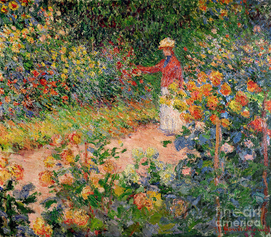 Claude Monet Painting - Garden at Giverny by Claude Monet