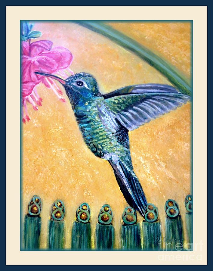 Garden-gate Hummingbird Surprise II Painting by Kimberlee Baxter