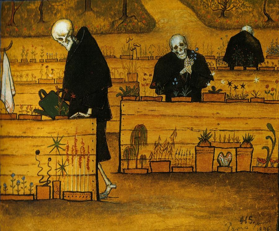 Skull Painting - Garden of Death #1 by Hugo Simberg