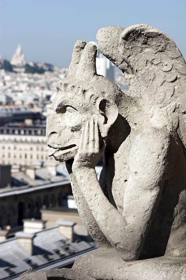 Gargoyle Guarding The Notre Dame Basilica In Paris Photograph