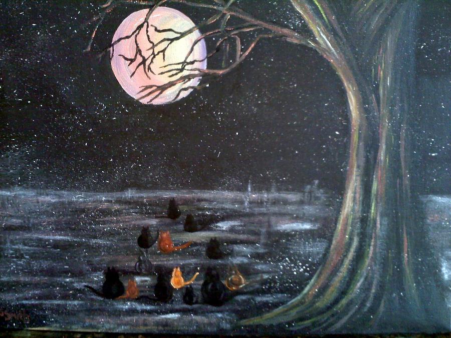 Gazing At The Moon #2 Painting by Gerry Smith