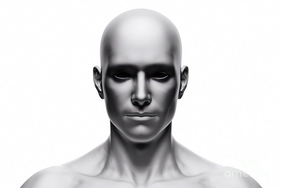 Generic human man face, front view. Futuristic #1 Photograph by