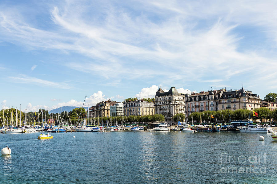 Geneva lake and city in Switzerland #1 Photograph by Didier Marti