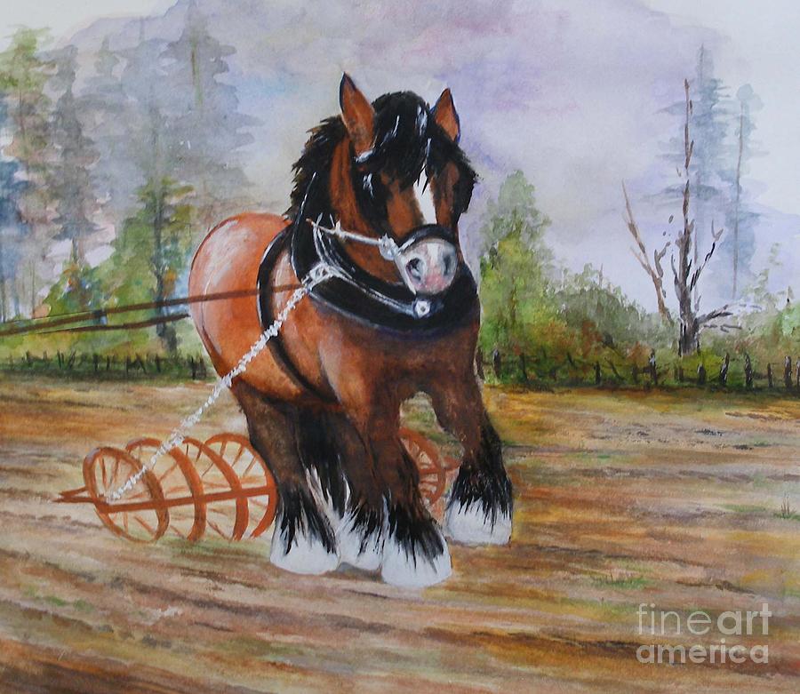 Horse Painting - Gentle Giant by Sibby S Horse Painting - Gentle Giant by Sibby S
