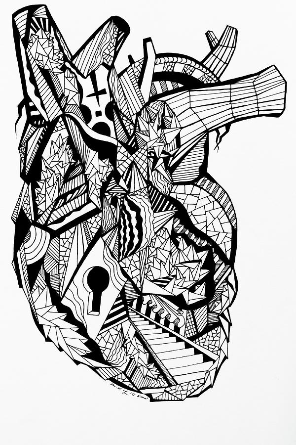 Geometric Heart Drawing by Kenal Louis