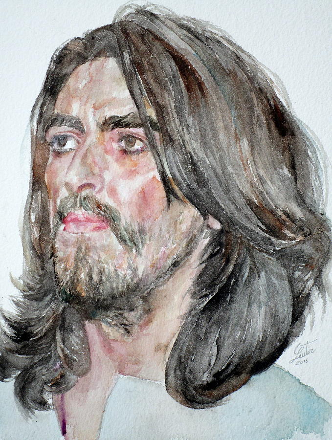 GEORGE HARRISON - watercolor portrait #1 Painting by Fabrizio Cassetta