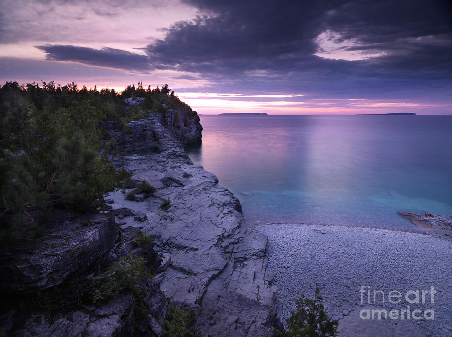 Sunset Photograph - Georgian Bay Cliffs at Sunset #1 by Maxim Images Exquisite Prints