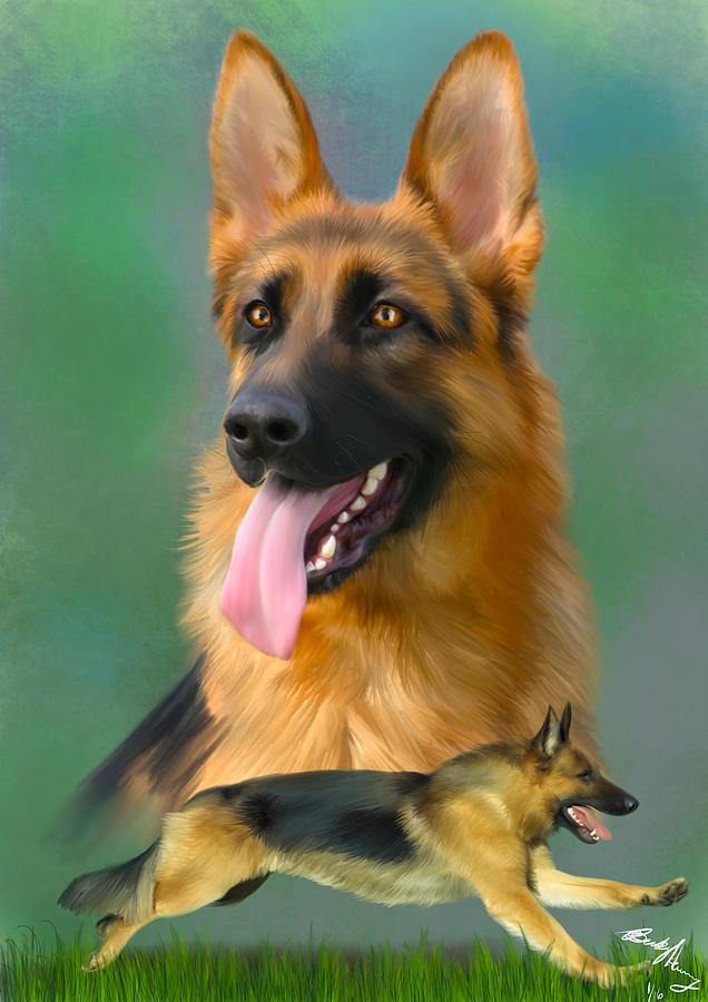 Nature Painting - German Shepherd Breed Art by Becky Herrera