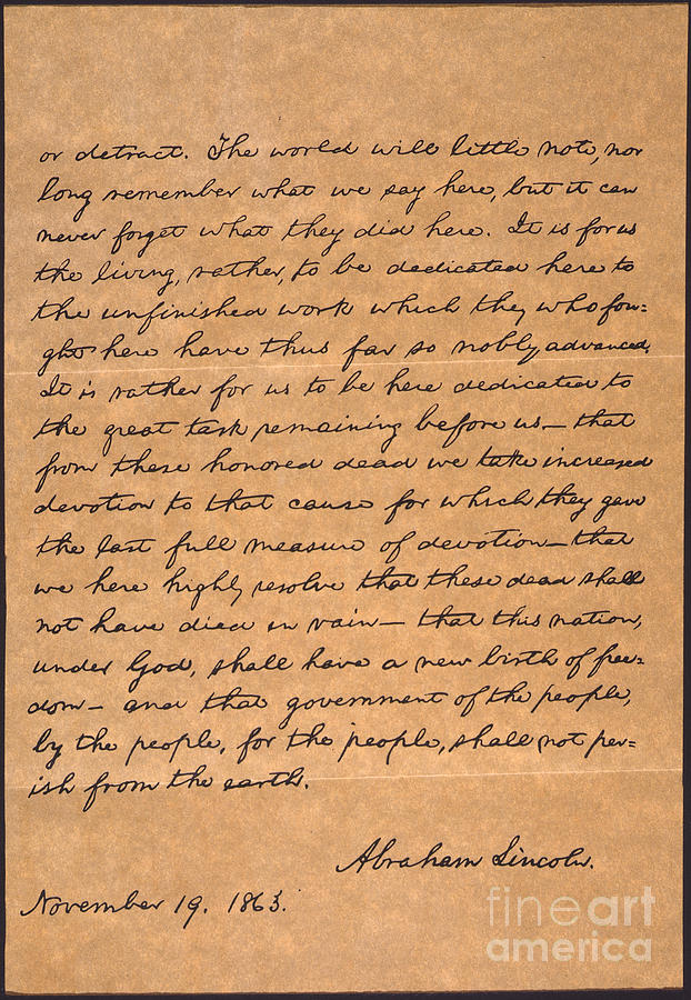 Gettysburg Address #1 Photograph by Granger