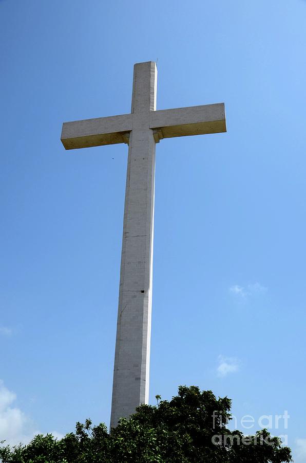 Giant Christian Cross at Gora Qabaristan cemetery Karachi Pakistan #2 Photograph by Imran Ahmed