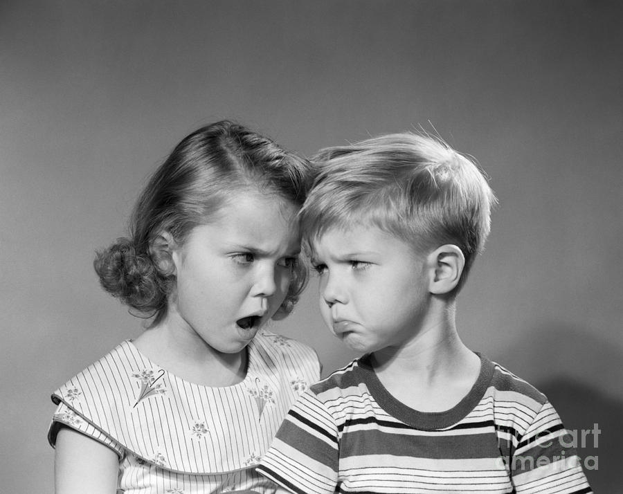 Girl And Boy Arguing, C.1950s Photograph by Debrocke/Classic