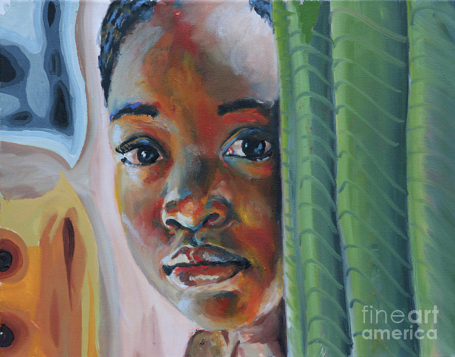 Girl Behind the Green Curtain #1 Painting by Gary Williams