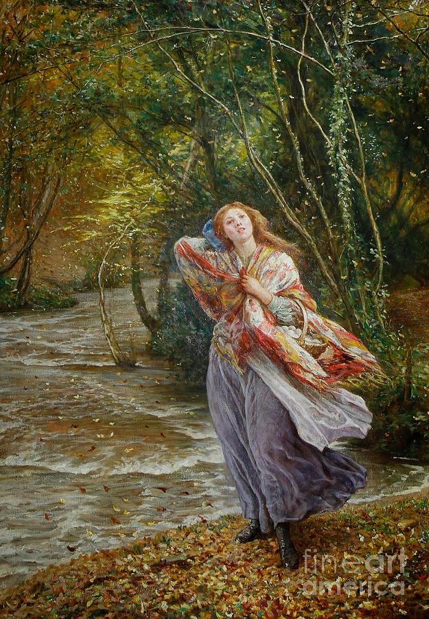 Woman Painting - Girl by a Woodland Stream #2 by MotionAge Designs