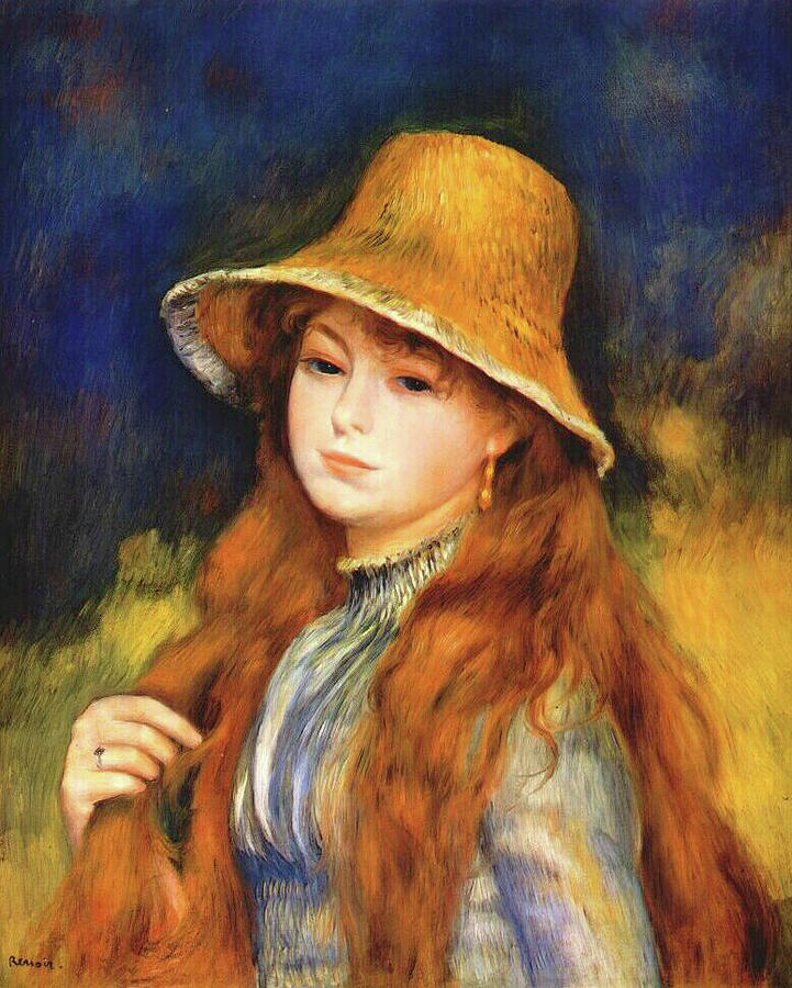 Girl in Straw Hat Painting by Pierre-Auguste Renoir - Pixels