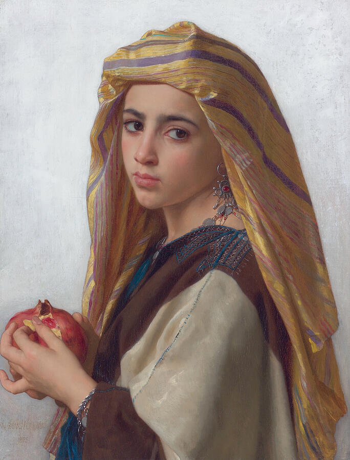 Girl with a Pomegranate, from 1875 Painting by William-Adolphe Bouguereau