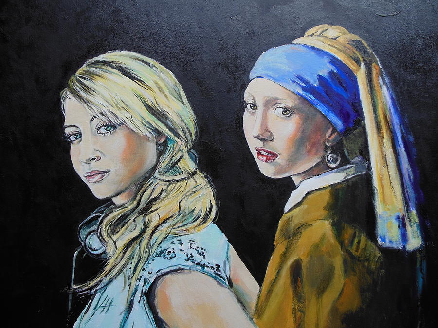 Johannes Vermeer Painting - Girls with pearls #1 by Lucia Hoogervorst