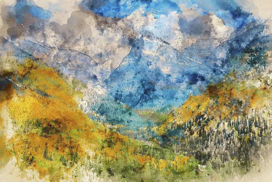 Glacier National Park - Watercolor 03 Painting by AM FineArtPrints