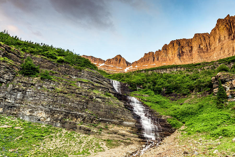 Glacier National Park Waterfall #1 Photograph by Donald Pash