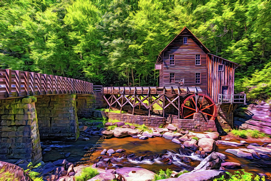 Glade Creek Grist Mill 3 - Paint #1 Photograph by Steve Harrington