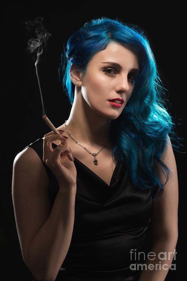 Glamorous Woman Smoking Photograph by Amanda Elwell