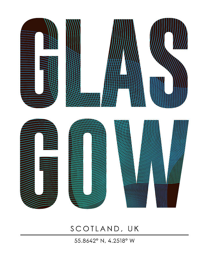 Glasgow, Scotland, United Kingdom - City Name Typography - Minimalist City Posters Mixed Media by Studio Grafiikka