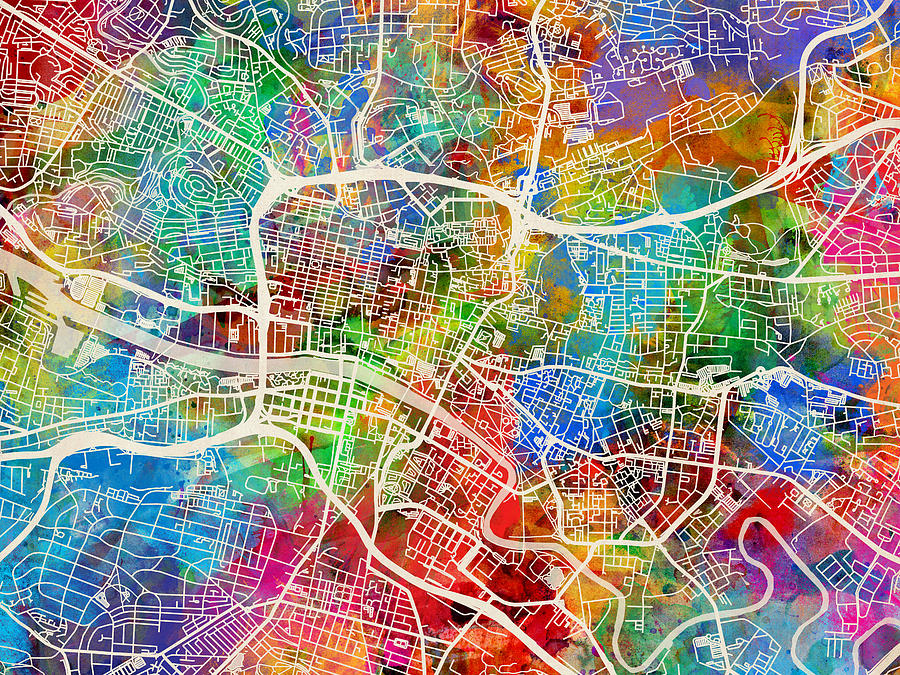 City Map Digital Art - Glasgow Street Map #1 by Michael Tompsett