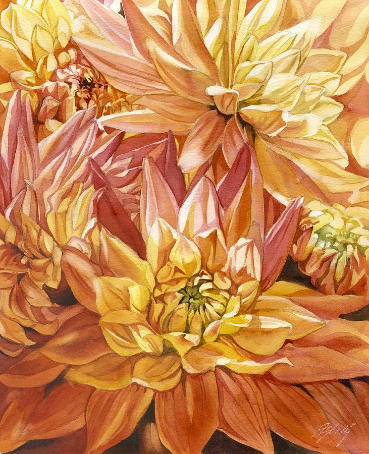 Glorious Dahlias #2 Painting by Alfred Ng