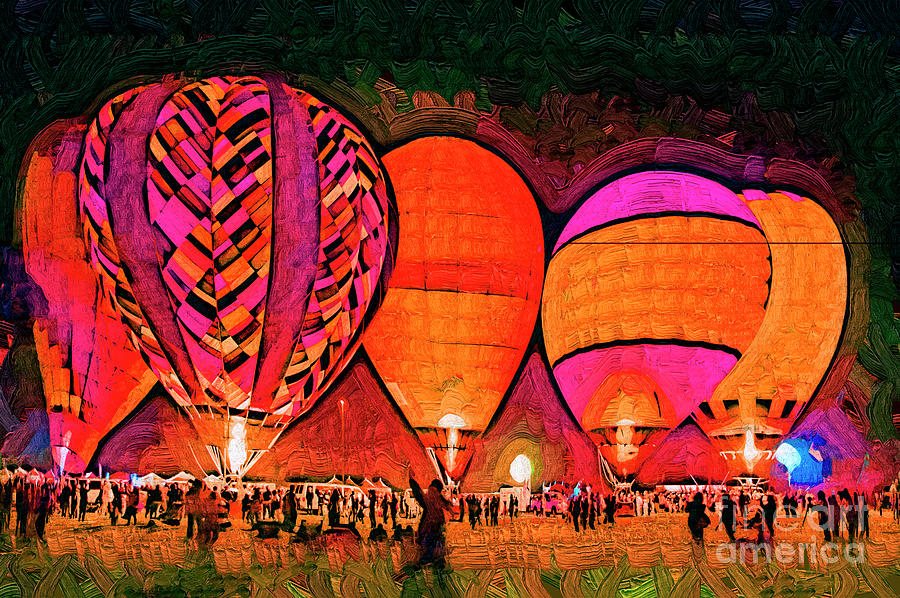 Glowing Hot Air Balloons In Abstract Digital Art by Kirt Tisdale