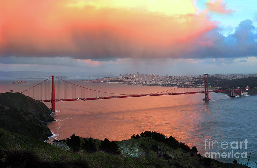 Glowing Sunset over the magical Golden Gate Bridge #1 Photograph by Wernher Krutein