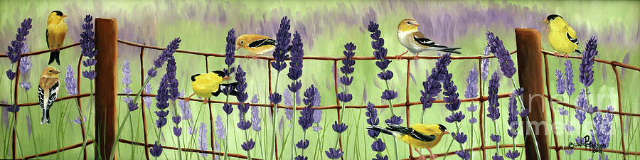 Gold Finch and Lavender #1 Painting by Julie Peterson