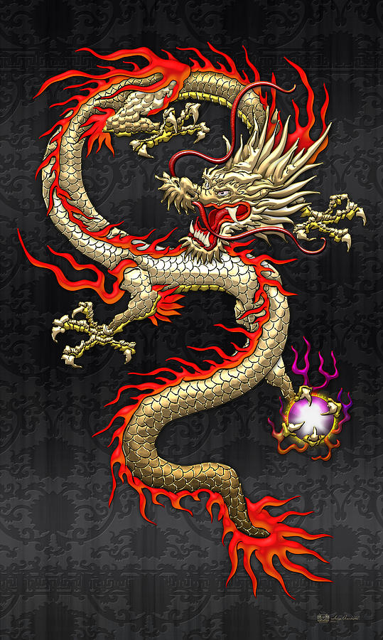 Dragon Photograph - Golden Chinese Dragon Fucanglong  #1 by Serge Averbukh