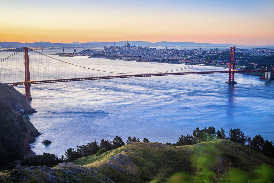 Golden Gate Bridge In San Francisco At Sunrise #1 Photograph by Alex Grichenko