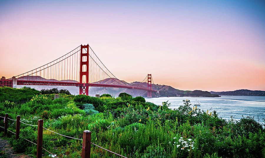 Golden Gate Bridge San Francisco California At Sunset #1 Photograph by Alex Grichenko
