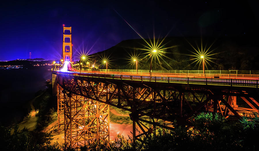 Golden Gte Bridge In San Francisco At Night #1 Photograph by Alex Grichenko