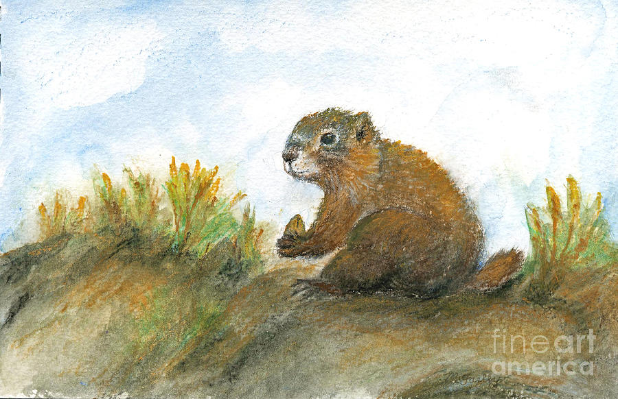 Golden Marmot #1 Painting by Maureen Farley
